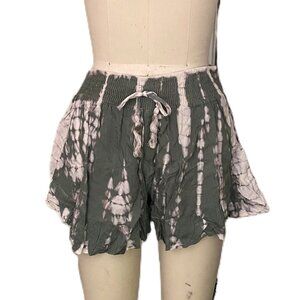 Kiwi & Punch GREEN Tie-Dye Smocked stretch waist gauze Cotton Shorts *Med* B187